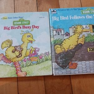Two big bird Golden Books smaller sized Golden Books